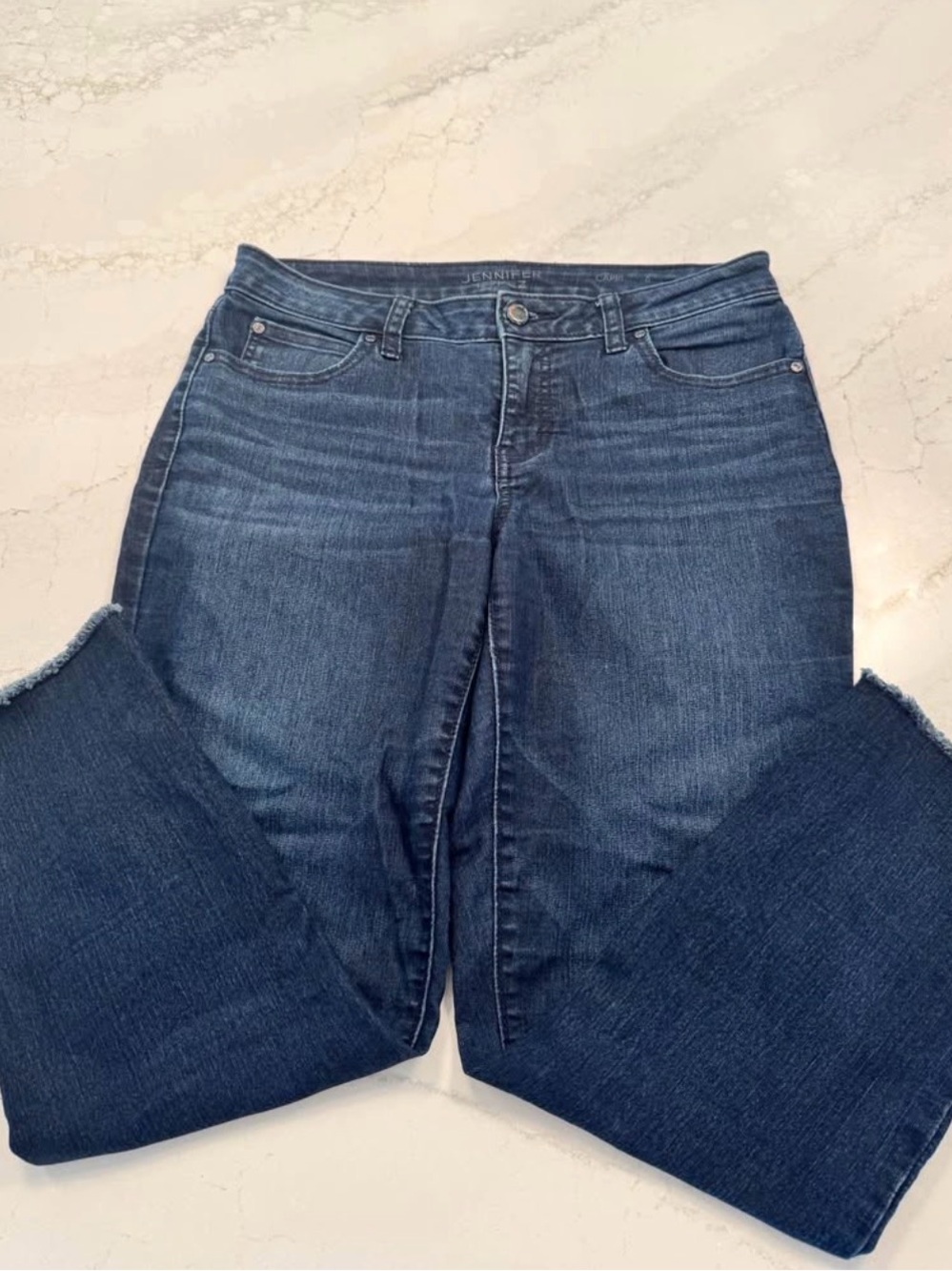 Jennifer Lopez Straight Leg Jeans in Dark Blue Denim